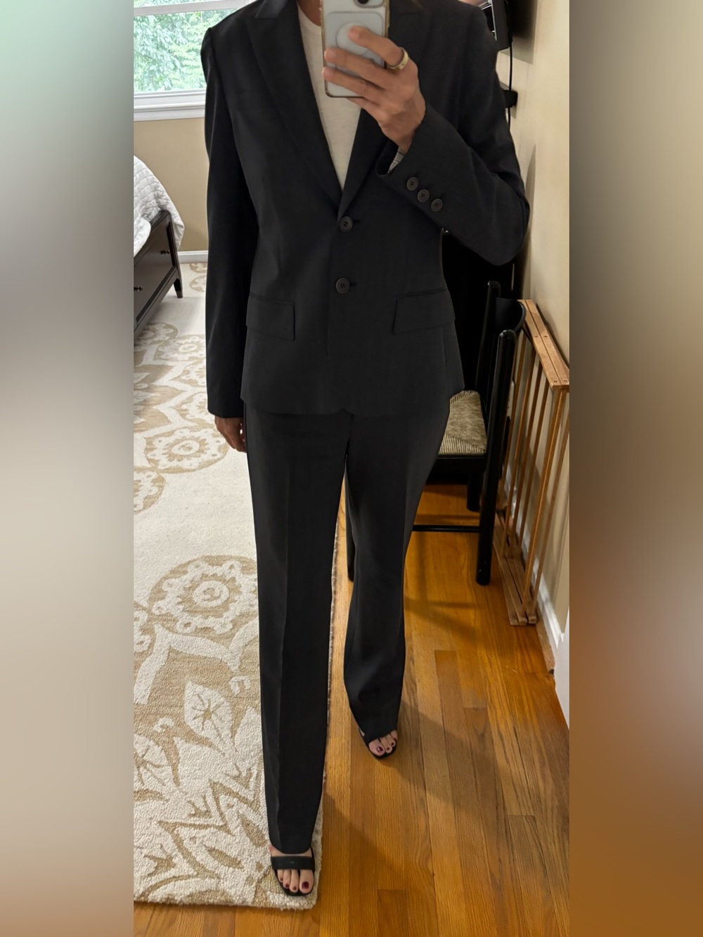 Theory size 10 wool blend charcoal grey/black suit
